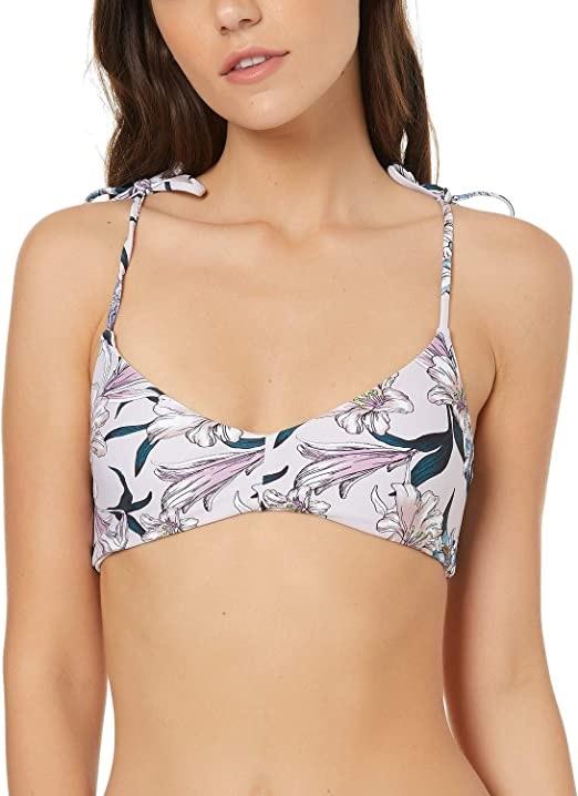 NWT O'Neill Darlene L Lavender Floral Scoop Neck Bikini Swim Top #105214