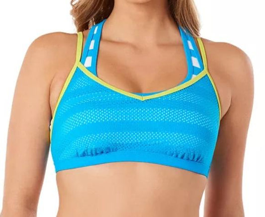 NWT Reebok Rebel Stripe XL Netted Racerback Athletic Bikini Swim Top #105216