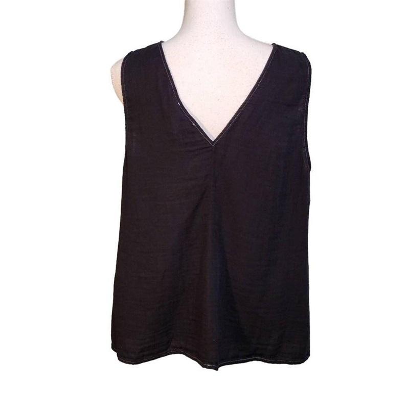 NWT Calme Xl Double V-Neck Cotton Drape Tank 105221