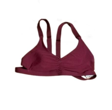 NWT Pilyq Vino L Solid Burgundy Ruched Halter Bikini Swim Top #105241