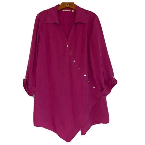 Soft Surroundings XS Crossover Front Washed TENCEL Tunic Pink 105254