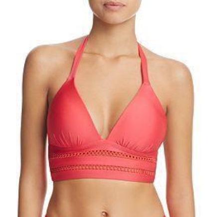 NWOT Ella Moss Crafty S Red Crochet Halter Triangle Bikini Swim Top #106279