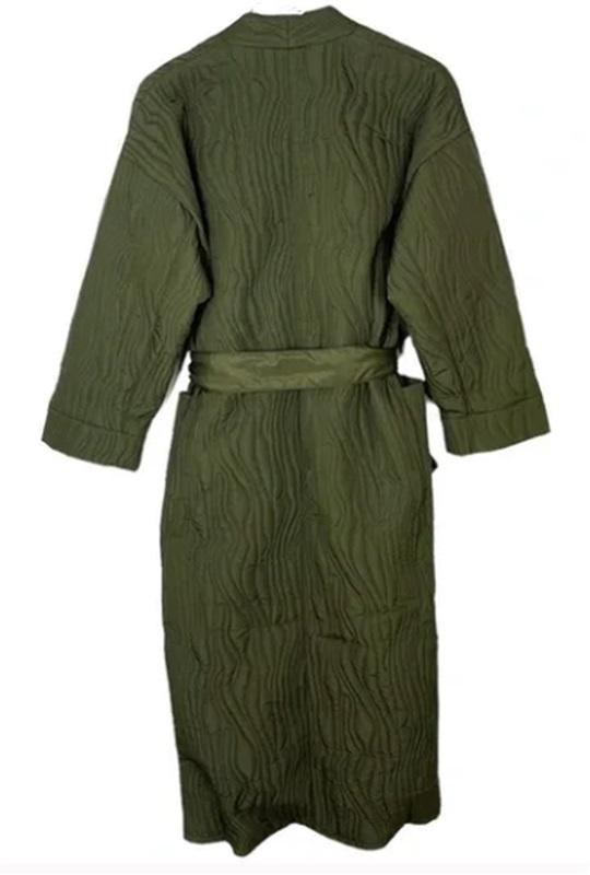 NWT Calme S Ava Quilted Robe Coat Olive Green 106280