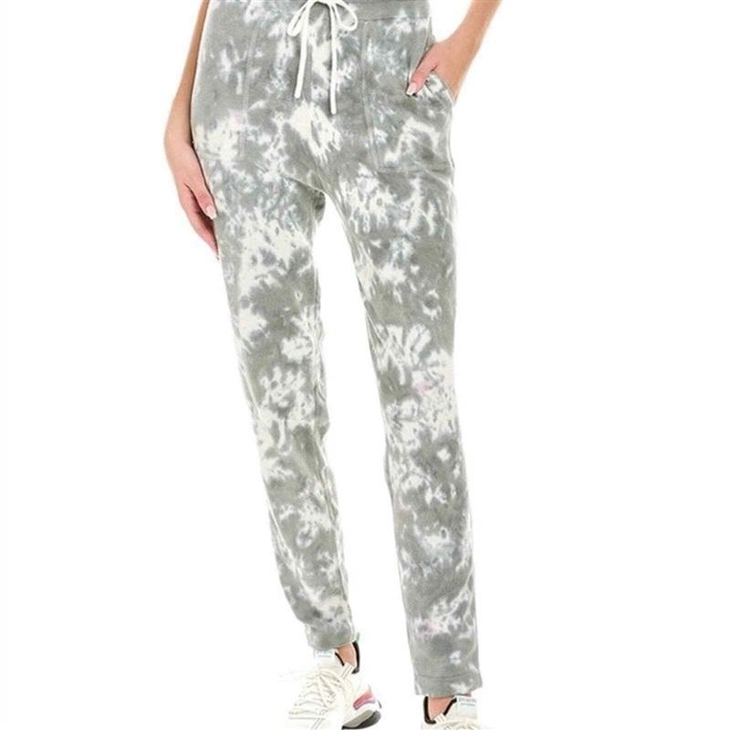 NWT Calme XL Cashmere Classic Tye Dye Joggers Green 106281