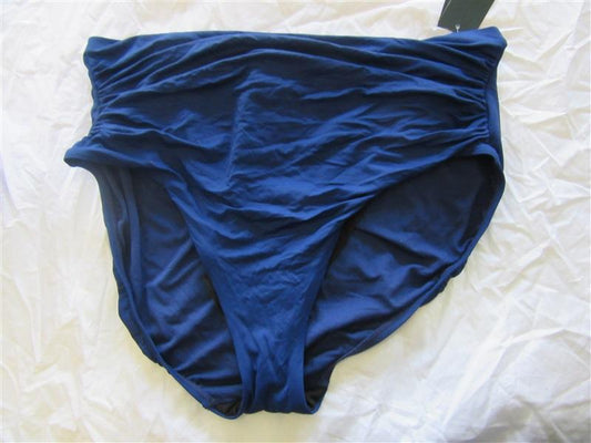 NWT Ralph Lauren Solid Navy SZ 20W Shirred High-Waist Bikini Swim Bottom #106338