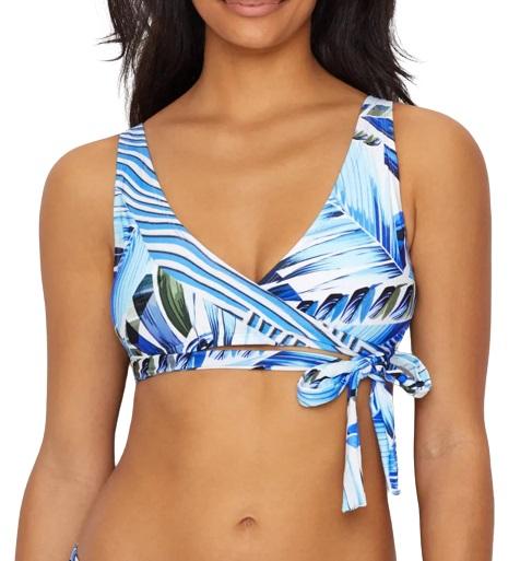 NWT La Blanca Two Cool SZ 8 Palm Halter Scoop Wrap Bikini Swim Top #106391