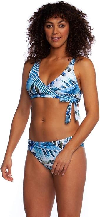 NWT La Blanca Two Cool SZ 8 Palm Halter Scoop Wrap Bikini Swim Top #106391