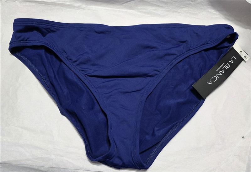 NWT La Blanca 12 Island Goddess Navy Blue Hipster Bikini Swim Bottoms #106403
