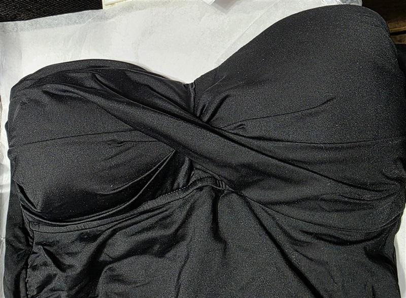 NWT Anne Cole Live In Color XS Black Twist Bandeau Tankini Swim Top #106404