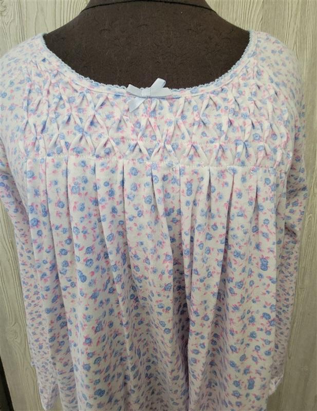 NWT Miss Elaine L Long Sleeve Cottonessa Floral-Printed Long Nightgown 106424