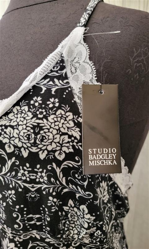 NWT Badgley Mischka L Black White Floral Pajama Shorts Set 106445