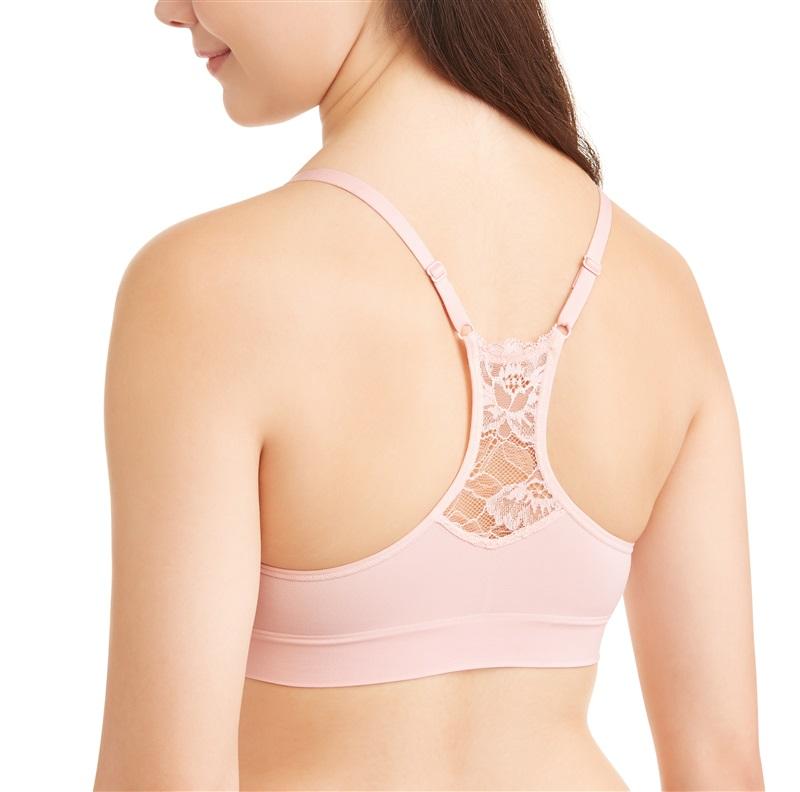 NWT Maidenform M Fit to Flirt Seamless Lace T-Back Bra 7968 Pink 106448