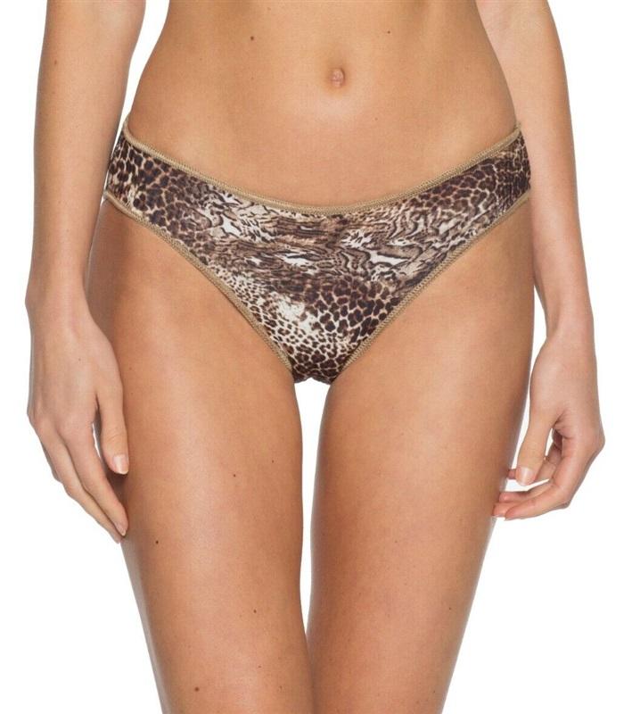 NWT Becca Purfection M Animal Print Stitched Cheeky Bikini Swim Bottom #106477