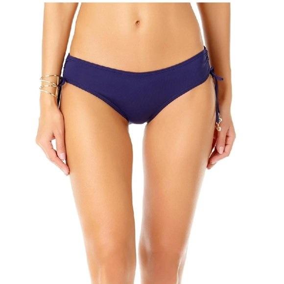 NWOT Anne Cole Live In Color L Navy Side-Tie Full Bikini Swim Bottom #106479