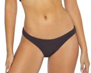 NWT Pilyq Coco S Solid Brown Smocked Cheeky Bikini Swim Bottom #106499