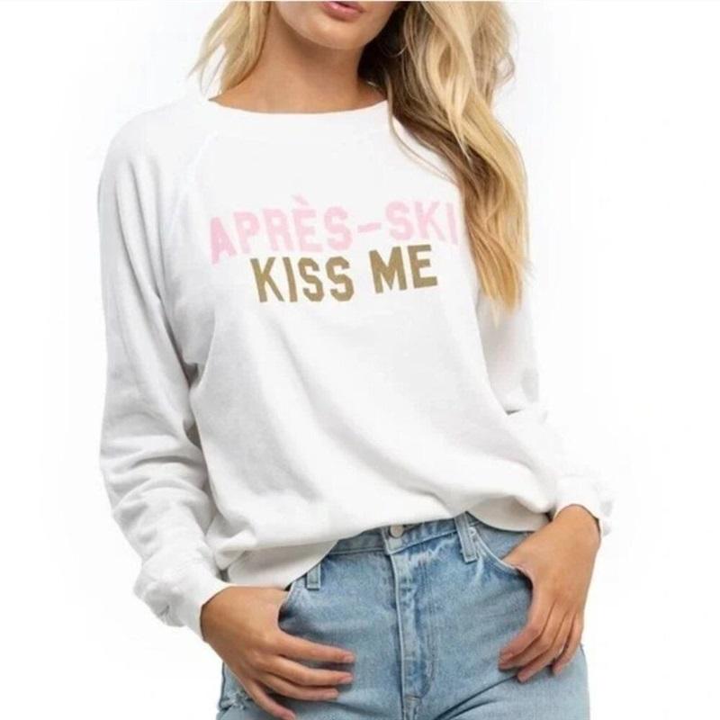 NWT Wildfox S Apres Ski Kiss Me Baggy Beach Jumper Sweatshirt #106502