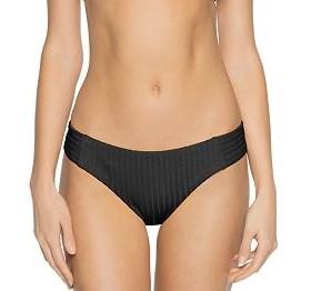 NWT Becca Black Loreto Ribbed M Cheeky Scoop Bikini Swim Bottoms #106536