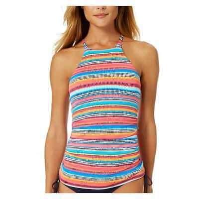 NWT Anne Cole Tribal Stripe M Halter High-Neck Tankini Swim Top #106555