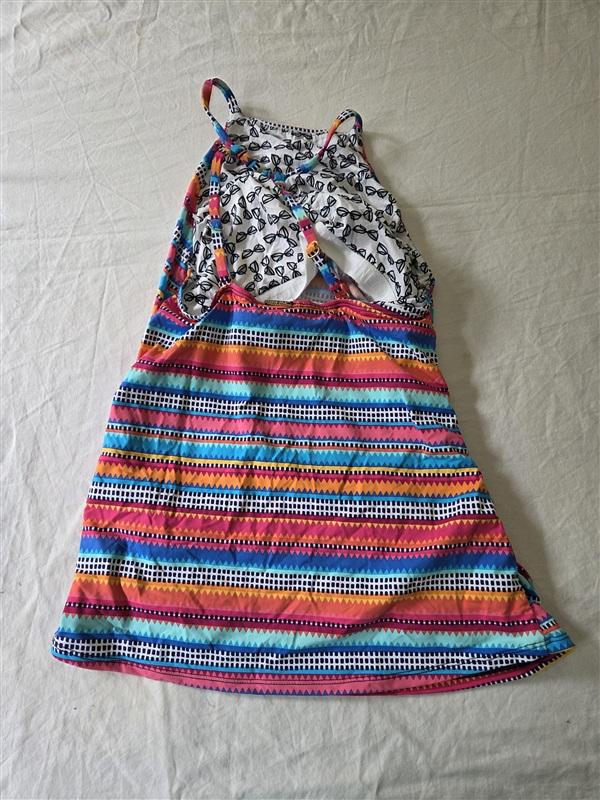 NWT Anne Cole Tribal Stripe M Halter High-Neck Tankini Swim Top #106555