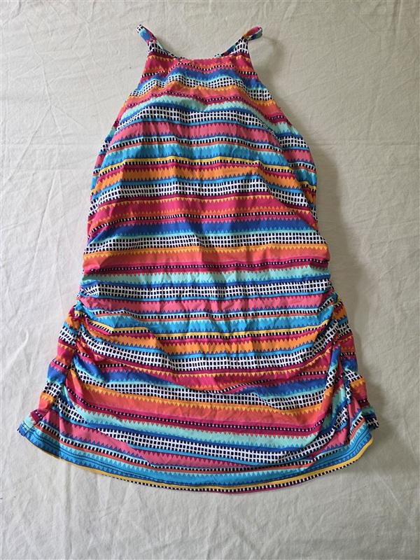 NWT Anne Cole Tribal Stripe M Halter High-Neck Tankini Swim Top #106555