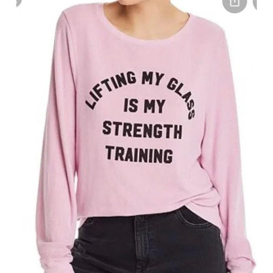 NWT Wildfox S Lifting My Glass Sweatshirt PINK 106531