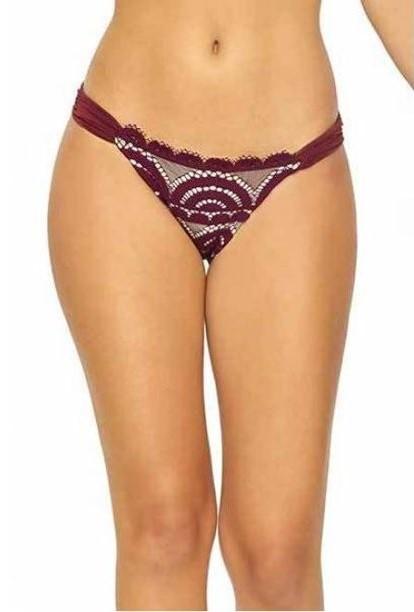 NWOT Pilyq Vino Lace S Burgundy Shirred Cheeky Bikini Swim Bottom #106609