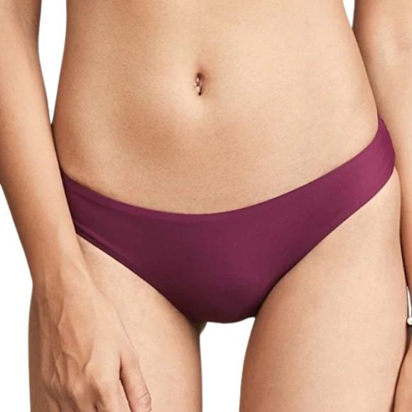 NWOT Pilyq Vino S Solid Burgundy Ruched Cheeky Bikini Swim Bottom #106651