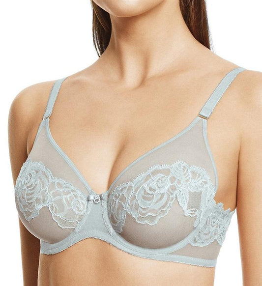 PO Wacoal 32D Sheer Enough Underwire Bra 855253 LT Blue #106688