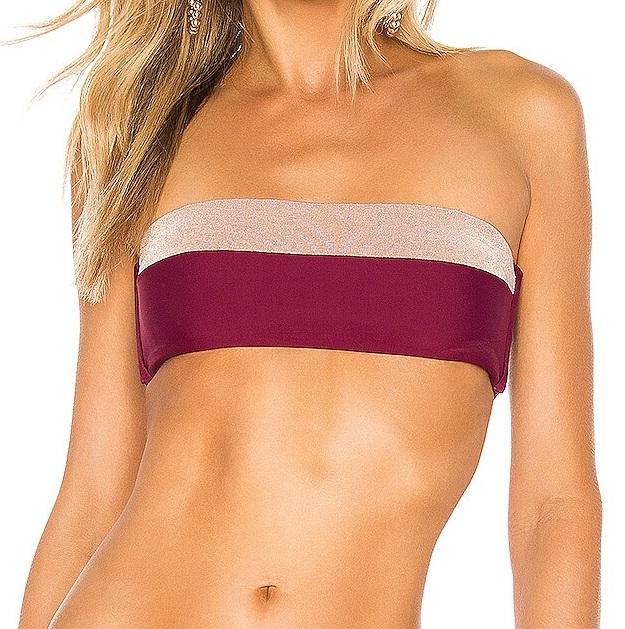 NWT Pilyq Vino S Color Block Glitter Strapless Bandeau Bikini Swim Top #106719