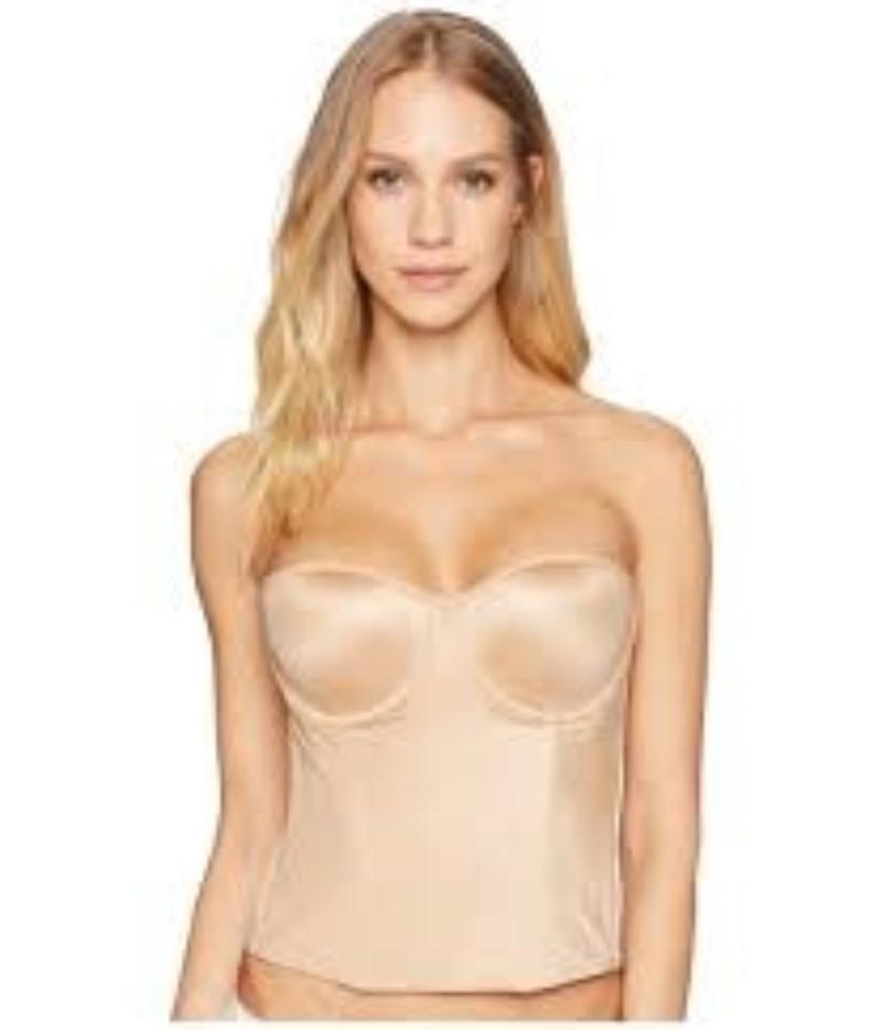 NWOT Le Mystere 40D Bustier Soiree Strapless Longline Bra 8556 Beige 106722