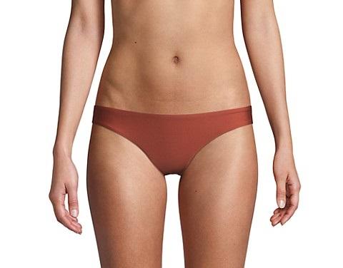 NWOT Pilyq Isla Solid S Brown Ruched Cheeky Bikini Swim Bottom #106736
