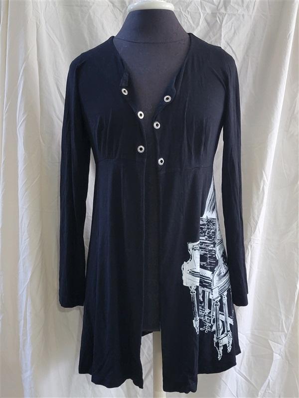 NWOT Lauren Moshi SM Black Baby Grand Piano Lg eyelet Jacket 106765