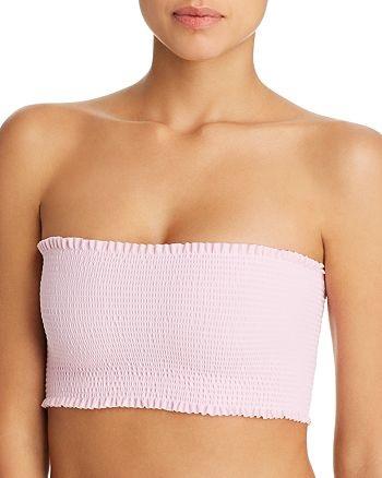 NWOT Pilyq Lavender M Smocked Strapless Bandeau Bikini Swim Top #106810