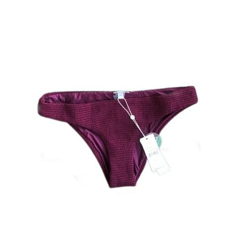 NWOT Pilyq Vino L Solid Maroon Smocked Full Bikini Swim Bottom #106819