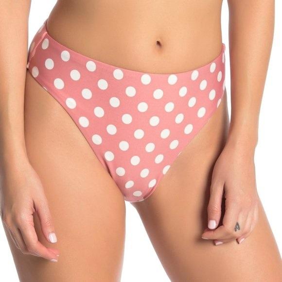 NWT Pilyq Kimmy Dot M Polka Dot Full High-Waisted Bikini Swim Bottom #106825