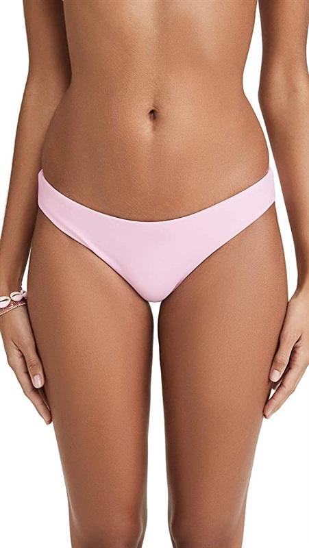 NWT Pilyq Champagne L Solid Pink Ruched Cheeky Bikini Swim Bottom #106829
