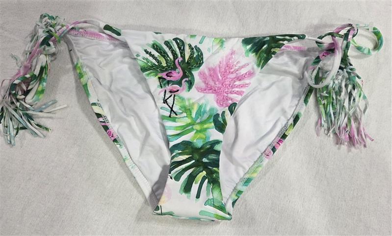 NWT Pilyq Mingos S Palm Side-Tie Beaded Ruched Bikini Swim Bottom #106837