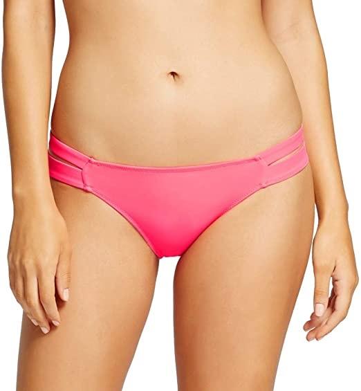 NWT Pilyq Rose Pink S Solid Double Strap Cheeky Bikini Swim Bottom #106855