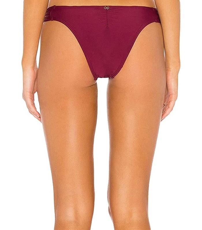 NWT Pilyq Vino Lace S Burgundy Shirred Cheeky Bikini Swim Bottom #106956