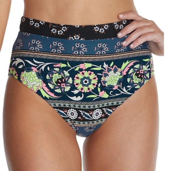NWOT Raisins Mallorca S Floral Patchwork High-Waist Bikini Swim Bottom #106961