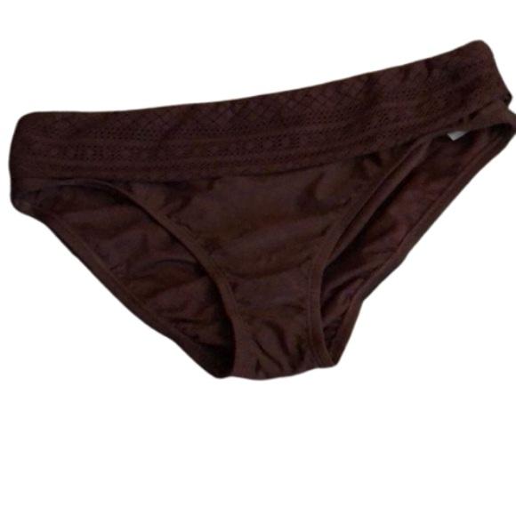 NWT Into The Bleu Solid Brown SZ 6 Cheeky Hipster Bikini Swim Bottom #106963