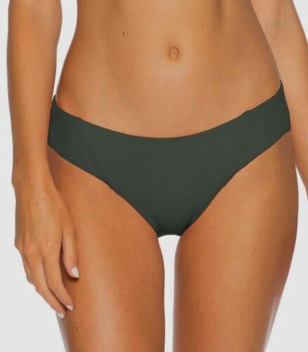 NWT Becca Fine Line S Solid Green Ribbed Cheeky Bikini Swim Bottom #106966