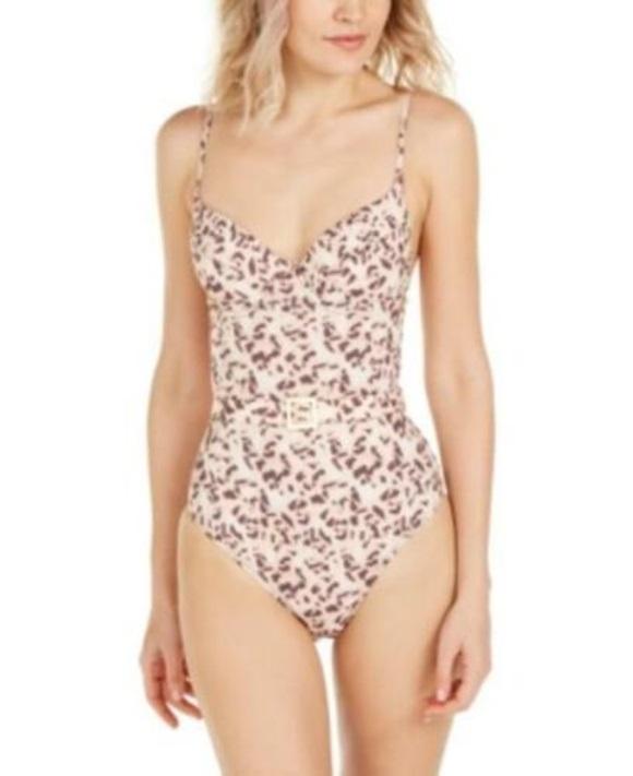 NWT We Wore What Tortoiseshell M Belted Underwired One-Piece Swimsuit #106971