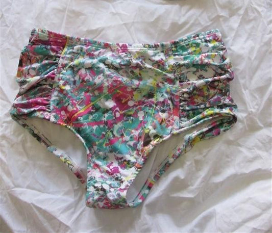 NWOT Civil Regime Paint It S Shirred High-Waisted Bikini Swim Bottom #106976