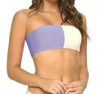NWOT PIlyq Lavender Color Block S Strapless Bandeau Bikini Swim Top #106984