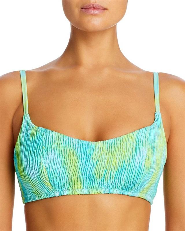 NWT Peixoto Cayo M Tie-Dye Smocked Halter Scoop Bikini Swim Top #106995