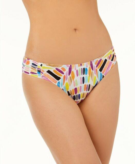 NWOT Bar iii Kaleidoscope XS Spotted Shirred Cheeky Bikini Swim Bottom #107031