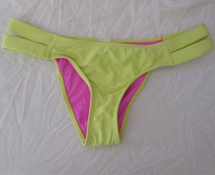 NWOT Pilyq Marigold L Yellow Double Strap Cheeky Bikini Swim Bottom #107032