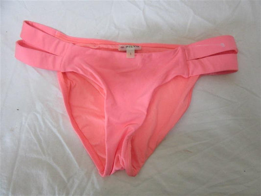 NWOT Pilyq Coral S Solid Double Strap Cheeky Bikini Swim Bottom #107032