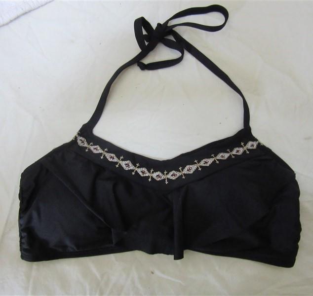 NWOT Ella Moss Crafty M Halter Flounced Embroidered Bikini Swim Top #108041